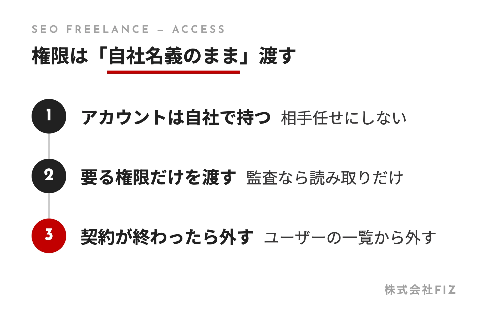 権限は「自社名義のまま」渡す